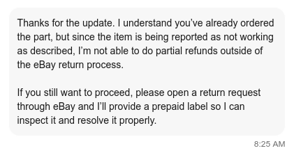 I offer a return for
the second time.